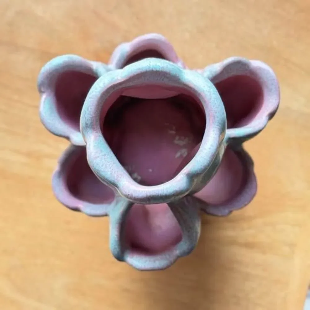 Vintage Niloak Tulipiere Flower Frog Vase Mauve Art Potter MCM retro Whimsical